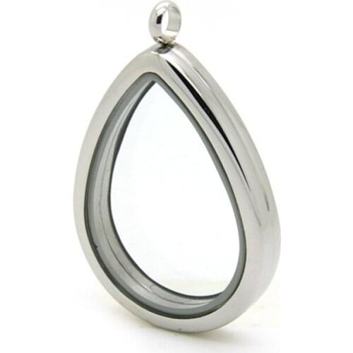 Waterdrop Shape Magnetic Stainless Steel Floating Locket Pendant Living Memory Floating Charms Locket For Women 5pcs