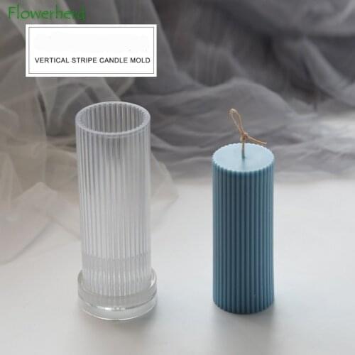 5x15 Vertical Stripe Cylindrical Candle Mold Acrylic Aromatherapy DIY Handmade Transparent Candle Molds for Candle Making