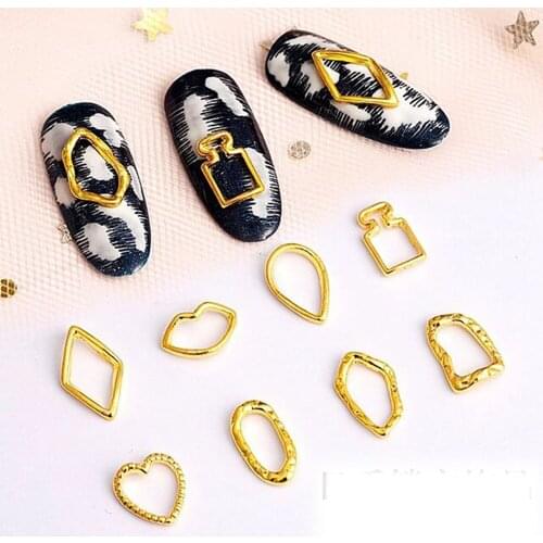 Irregular Metal Hollow Manicure Accessories DIY Ornament 3D Nail Art Decoration Frame Nail Sticker Nail Art Jewelry