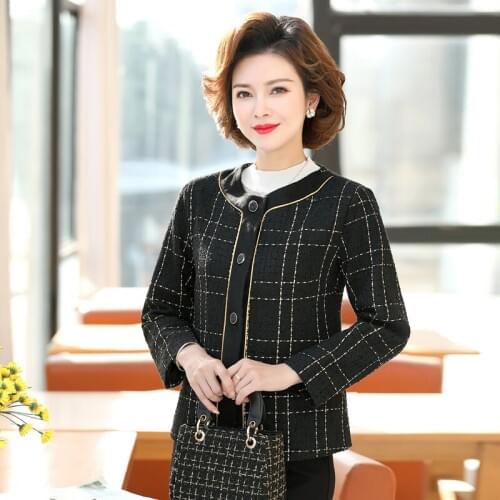 Spring autumn fashion clothe plus size black comfortable joker trench coat for women gold wire lattice o-neck casual lady jacket