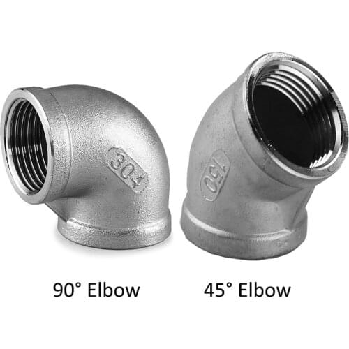 DN15 1/2" Thread Elbow 90/45 Degree Stainless Steel SS304 Pipe Fitting