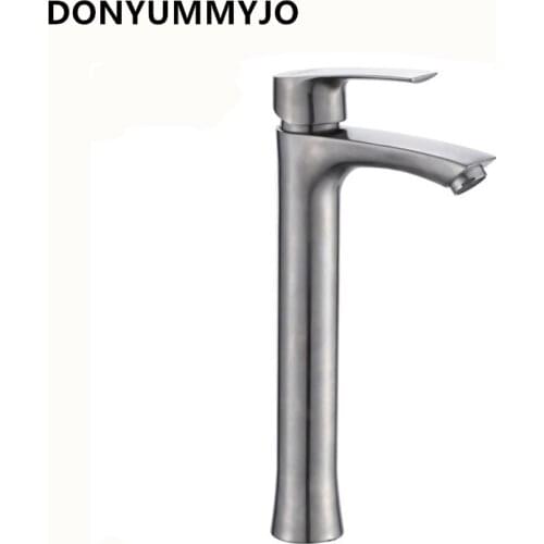 DONYUMMYJO 1pc 304 stainless steel Heightening Hot And Cold Basin Faucet Bathroom Sink Basin Washbasin Glass Faucet Tap