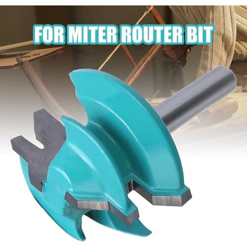 1PC Small Lock Miter Router Bit 45-Degree 1/4'' *1-1/2Inch Tenon end Milling Cutter for Woodworking