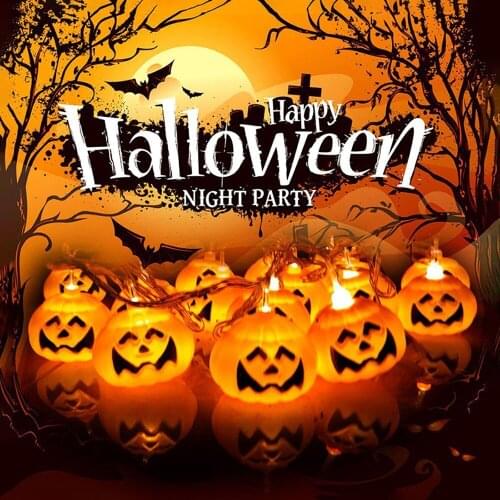 1M 10LED Pumpkin Fairy Lights Halloween Holiday String Light Manual Style for Halloween Holiday Garden Home Decor