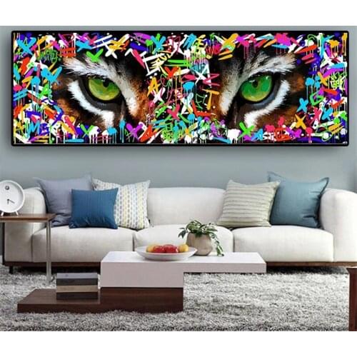 Graffiti Art Tiger Eye Paintings Wall Art Posters and Prints Canvas Paintings for Home Living Room Wall Home Artwork Decoration