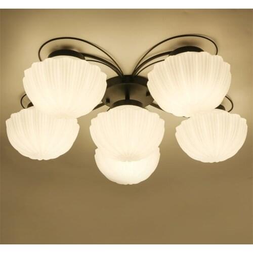 Modern black metal white glass cover ceiling chandeliers lamps inverted mushroom shape lighting fixture for living room home