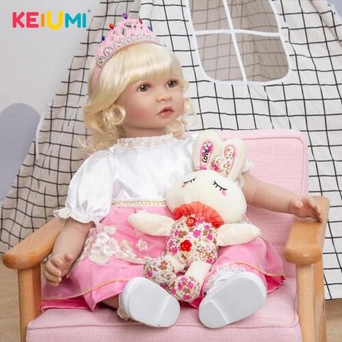 Beautiful 24 Inch Doll Reborn 60 CM Soft Cloth Body Reborn Baby Dolls Princess Toys Gold Hair For Birthday Christmas Gifts
