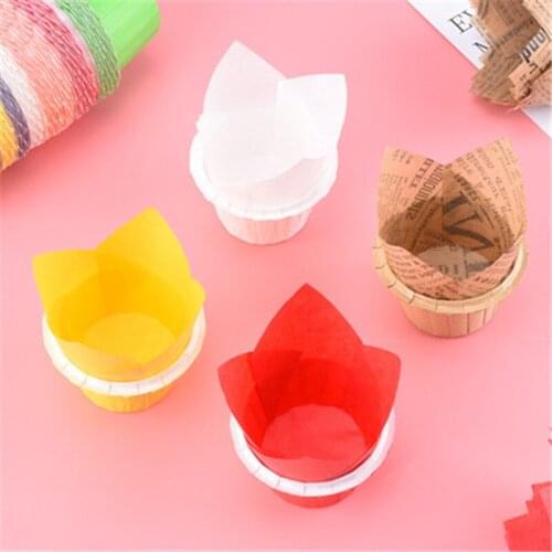 Red Tulip Cupcake Wrappers Liner Baking Cups Muffin Cupcake Paper Cup Wedding Party Caissettes Cupcakes Paper Cases Pastry Tool