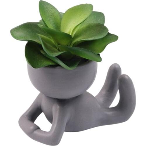 Creative Flower Pot Human Form Indoor Outdoor Ceramics Humanoid Art Portrait Sculpture Planter Vase Home Garden Decor Plant Pot