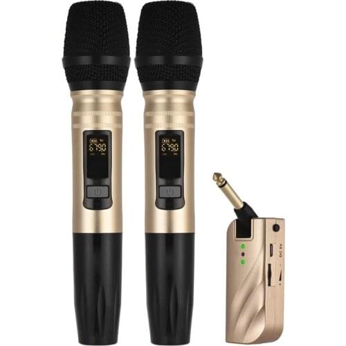 Top Deals Professional-Grade UHF Dual-Band Wireless Handheld Microphone Microphone System Charging Receiver One for Two