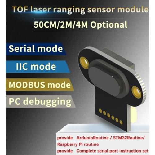 Modbus IIC serial port output multi mode of tof050h 200H 400H laser distance sensor module