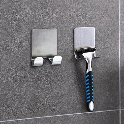 Stainless Steel Bathroom Shaver Holders Storage Rack Stick on Wall Hook Razor Rack Holder Shaver Hanger Bathroom Accessories