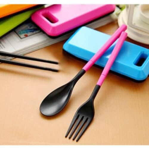 New ABS Portable Travel Dinnerware Set Korean Stylish Tableware Folding Cutlery Fork Chopsticks Table Set