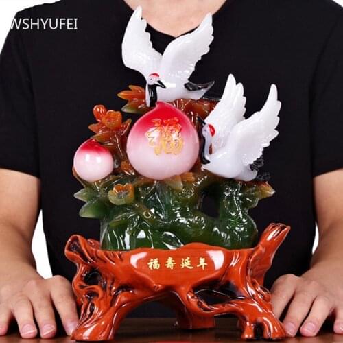 Creativity Resin Old Man Birthday Gift White Crane Model Sculpture Ornaments Home Bogu Frame Auspicious Decoration Crafts