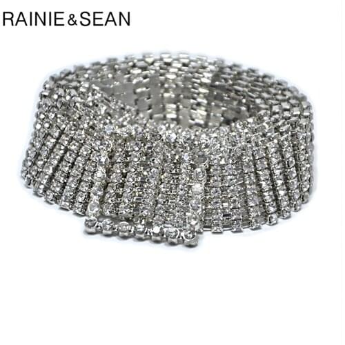 RAINIE SEAN Rhinestone Belts Women Diamond Metal Waist Belt Fashion Silver Gold Luxury Ladies Wedding Diamond Dress Belt Brand