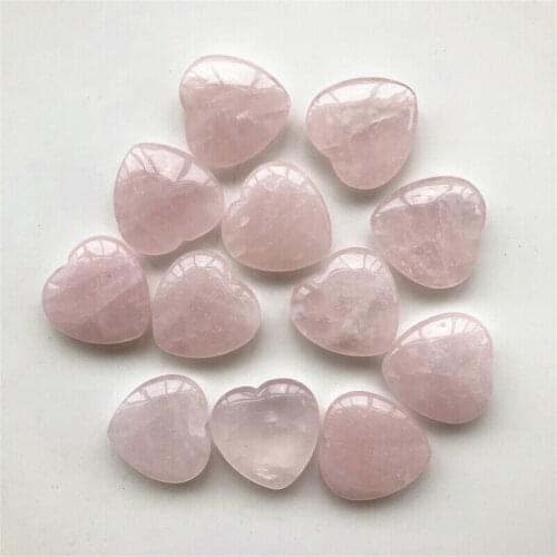 Drop Shipping 1PC Natural Pink Quartz Crystal Heart Shape Stone Meditation Healing Gift Chakra Natural Stones and Crystals