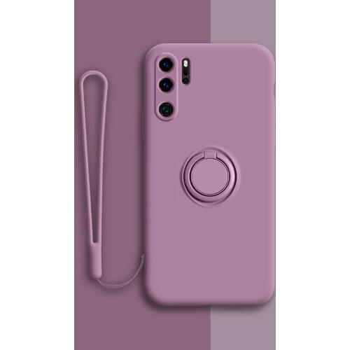 Luxury Metal Ring Silicone Case For Huawei P30 P20 Mate 20 Pro P40 Nova 5T 3i Honor 20 Phone Liquid Cover With Ring Holder Stand