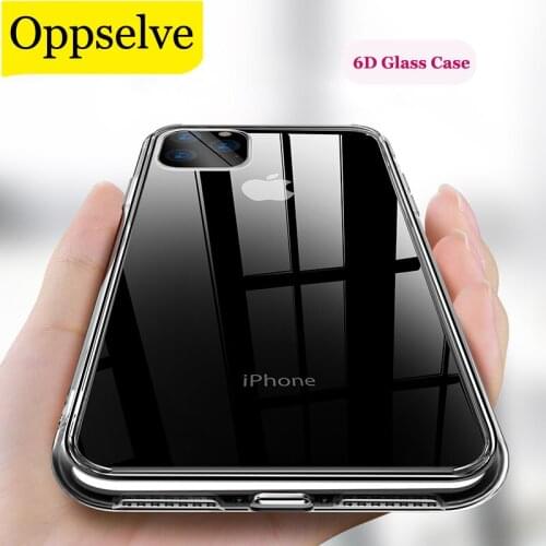 Luxury Glass Case For iPhone 12 11 Pro XS MAX XR X Case Ultra Thin Transparent Back Glass Cover Case For iPhone 11 12 Mini Clear