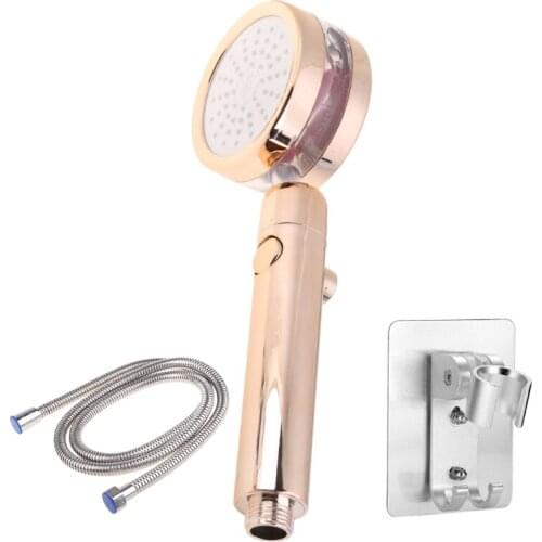 50LB High Pressure Water Saving Shower Easy Install Handheld Turbocharged Shower Head 360 Degrees Rotating Gold