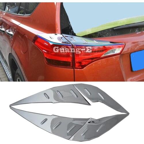 High Quality car styling Rear tail Light lamp frame stick chrome ABS trim panel moulding 4pcs for Toyota RAV4 2014 2015 2016