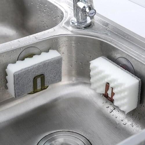 Kitchen Suction Cup Sink Drain Rack Sponge Storage Rack Kitchen Wall Suction Sponge Rack Drying Water Rack Bathroom Accessories
