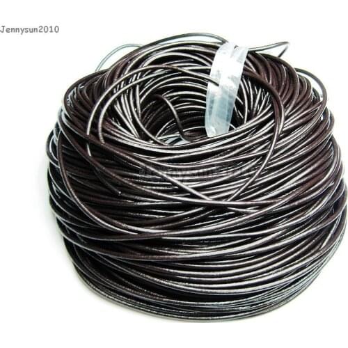 Dark Brown 1mm Thickness Genuine Leather Cord Thread For Diy Leather Cord Jewelry Making 100 Meter/pack