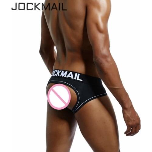 JOCKMAIL Brand Men Underwear open back Sexy DOUBLE PIPING BOTTOMLESS BRIEF Cotton Men Brief Backless Buttocks cuecas Gay Jocks