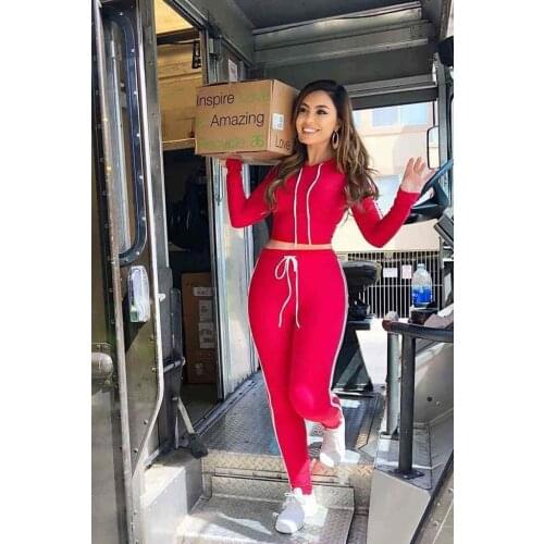 Merry See Combed Cotton Tracksuit Pajamas Suit Red