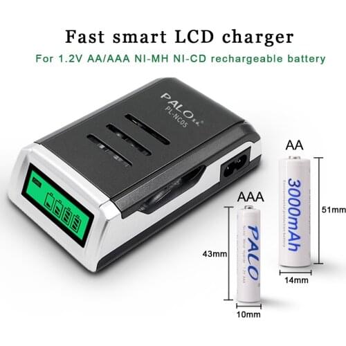 4 Slots Battery Charger LCD Display Smart Battery Charger for 1.2V AA AAA NiCd NiMh Ni-MH Ni-CD ni mh Rechargeable Batteries