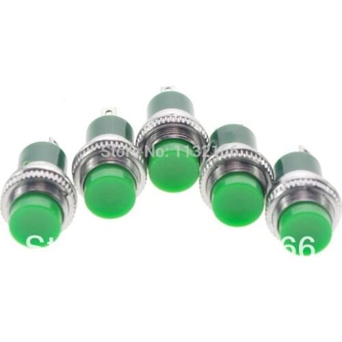 Green 2 Pin SPST 2A 125VAC 12mm Hole NO Momentary Push Button Switch