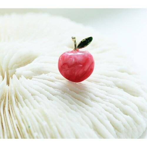 Ruifan Red Enamel Peach Small Womens Brooches Fashion Collar Pin Shirt Coat Neckline Women Brooch Jewelry Accessories BXZ001