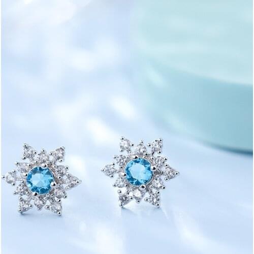 2019 New Fashion 925 Sterling Silver Rhinestone Snowflower Stud Earrings For Women Jewelry Free Shipping Brincos