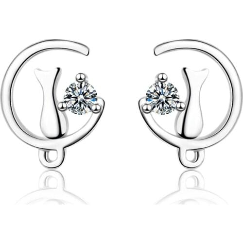 Trendy Cute top quality Cat CZ Zircon Stud Earrings For Women Child Girls Kids Jewelry oorbellen boucle d'oreille Gift