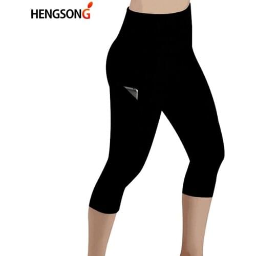 2021 Black Sexy Fitness Leggings Pants Womens High Waist Elastic Push Up Legging With Pocket Cropped Trousers Leggings