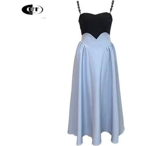 Designer Runway Party Evening Midi Dress Summer Patchwork High Waist Spaghetti Strap Sexy Backless Traf Elegant Dresses Women ZA