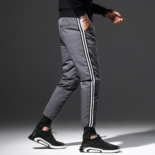 Winter Outdoor Mens Down Pants Plus Size Windproof Thickening Men Warm Trousers White Duck Down Straight Trousers