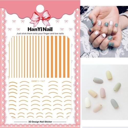 1 sheet gold 3D nail sticker curve stripe lines nail stickers adhesive stripe band manicure Nail Art stickers