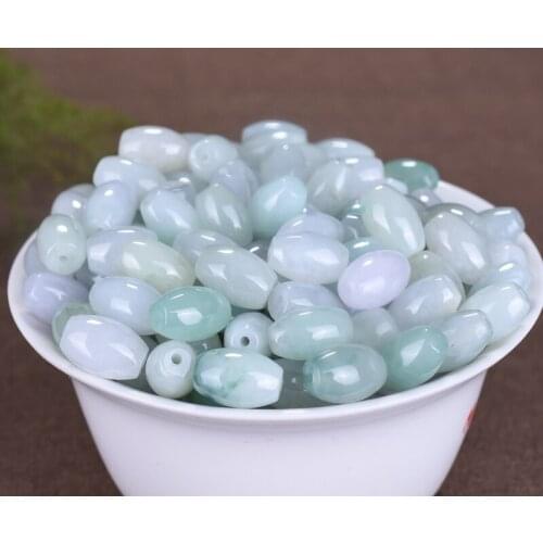 10PC Natural Emerald Jadeite Abacus Oval Beads Accessories DIY Bangle Charm Jewellery Fashion Hand-Carved Luck Amulet Gifts