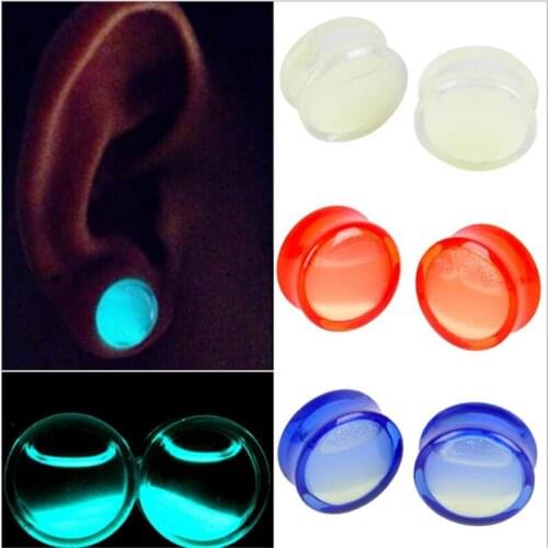 2pcs New arrival Punk Acrylic Ear Plugs Tunnels Flesh Fashion Luminous Multicolor Piercing Ears Expanders Rings Body Jewelry