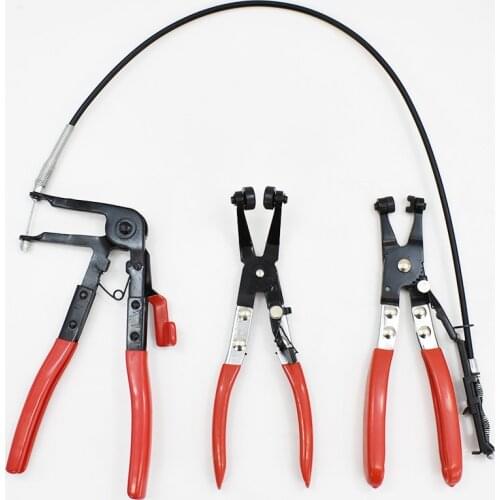 3Pcs Auto/Car Repairs Bent Nose Hose Clamp Pliers Hand Tools Cable Type Flexible Wire Long Reach Hose Clip Pliers Hand Tools Set