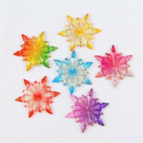 5PCS 32mm AB Resin Flower Rhinestone Flatback Wedding Diy Button Crafts