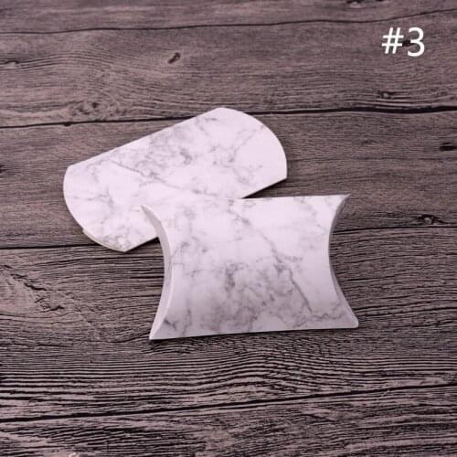 6.5*9*2.5cm 10pcs marbling Candy Gifts Box Pillow jewelry Packaing Paper Cookies Bags For Christmas Party Favors Kids Gift Decor
