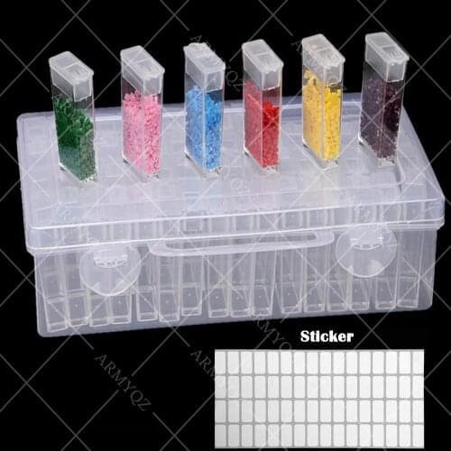 64/128 Grids Plastic Box Organizer Medicine Case diamond painting Storage Box Embroidery Storage Case Jewelry Accessories Tools
