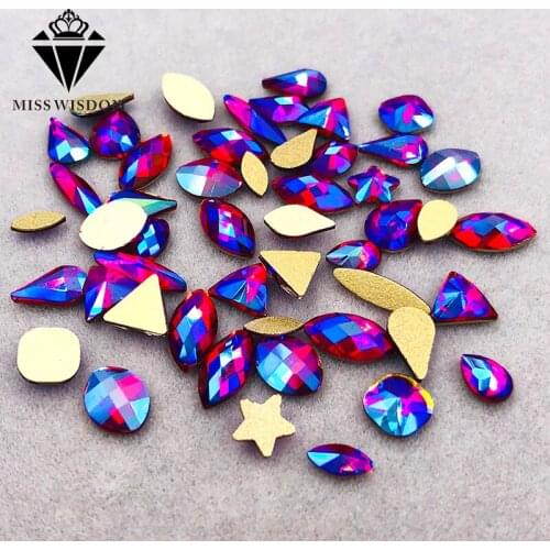Free shipping Random mixing 20pcs/50pcs flatback nail art Red AB glass crystal glue on nail rhinestones DIY Accessories