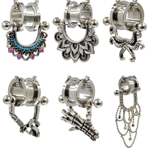 BOG-PAIR Antique Different Nipple Ring Designs +Ear Screw Tunnel Vintage Expander Ear Gauge Ear Stretcher Body Piercing Jewelry