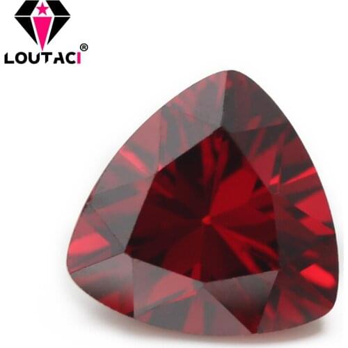 LOUTACI Fancy Cut Gemstone Garnet Color Trillion Shape Cubic Zirconia Precious Jewelry Small Size 3x3-6x6mm