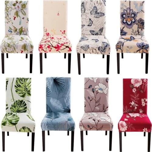 Printed Pattern Elastic Spandex Chair Cover Dining Room Stretch Cloth Chair Covers Restaurant Banquet Hotel Wedding Seat Cover