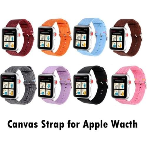 Canvas Nylon Watchband for iWatch Apple Watch 38mm 42mm Series 3 2 1 Replacement Band Sports Strap Wrist Bracelet