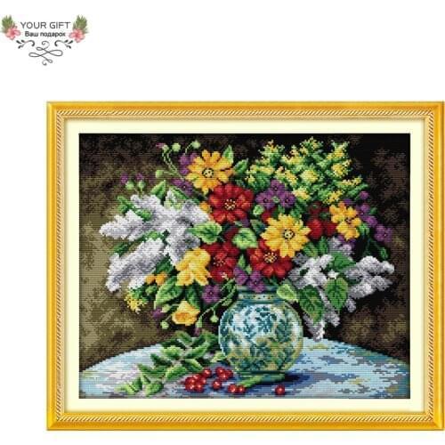 Joy Sunday H359 Free Shipping 14CT 11CT Stamped and Counted Home Decoration Beautiful Vase Flowers Embroidery Cross Stitch