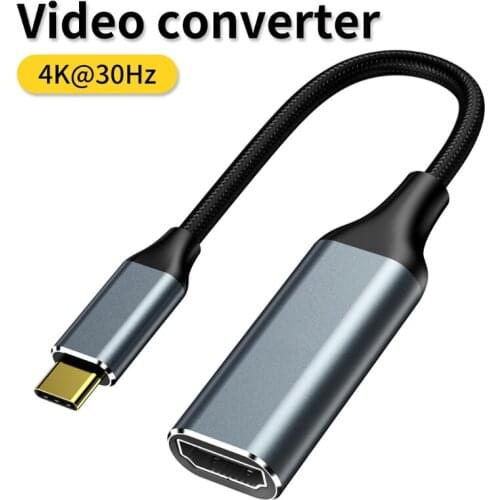 USB C USB 3.1 to HDMI-compatible Adapter Cable 4K 30hz Converter for macBooks Pro Air Computer Tv Projection and More